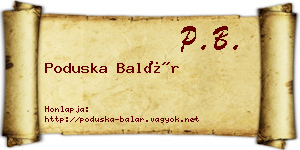 Poduska Balár névjegykártya